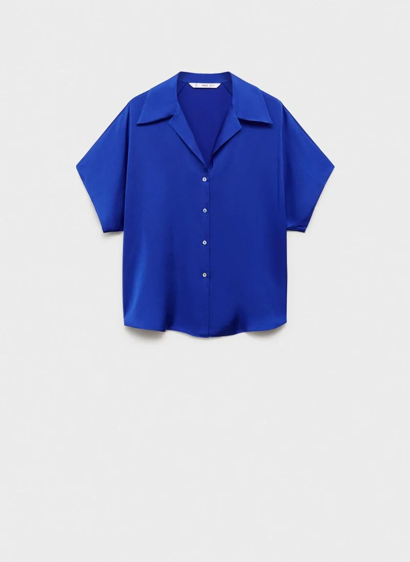 MANGO Short-Sleeved Satin Shirt