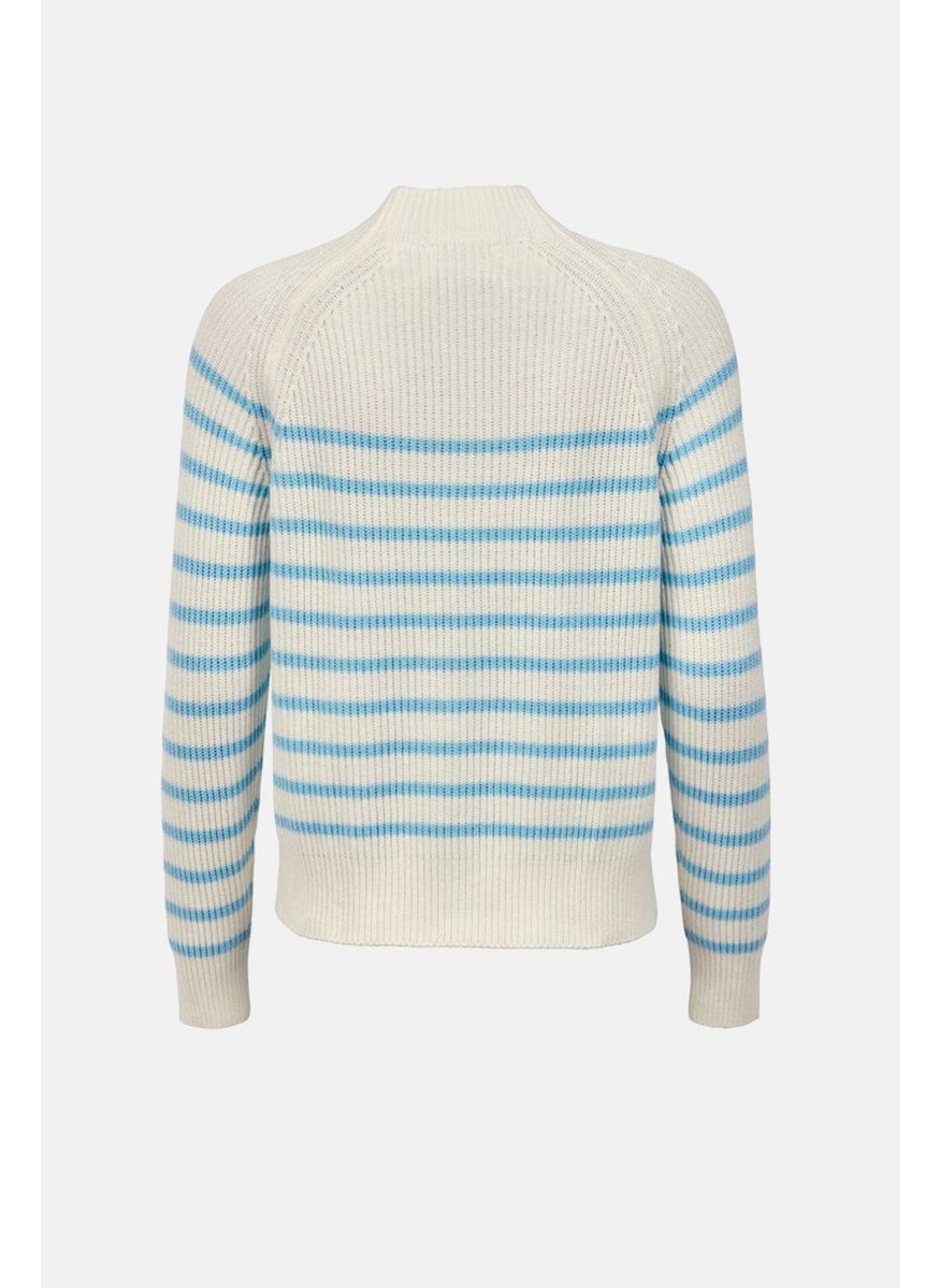 Tchibo Women Crew Neck Knitted Buttoned Sweater, White  - Image 3