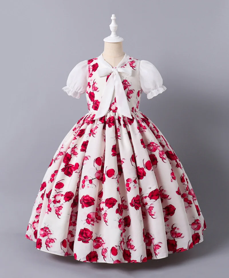 مارك وميا فستان مارك وميا بنصف كم وطبعة زهور كاملة - أحمر وأبيض