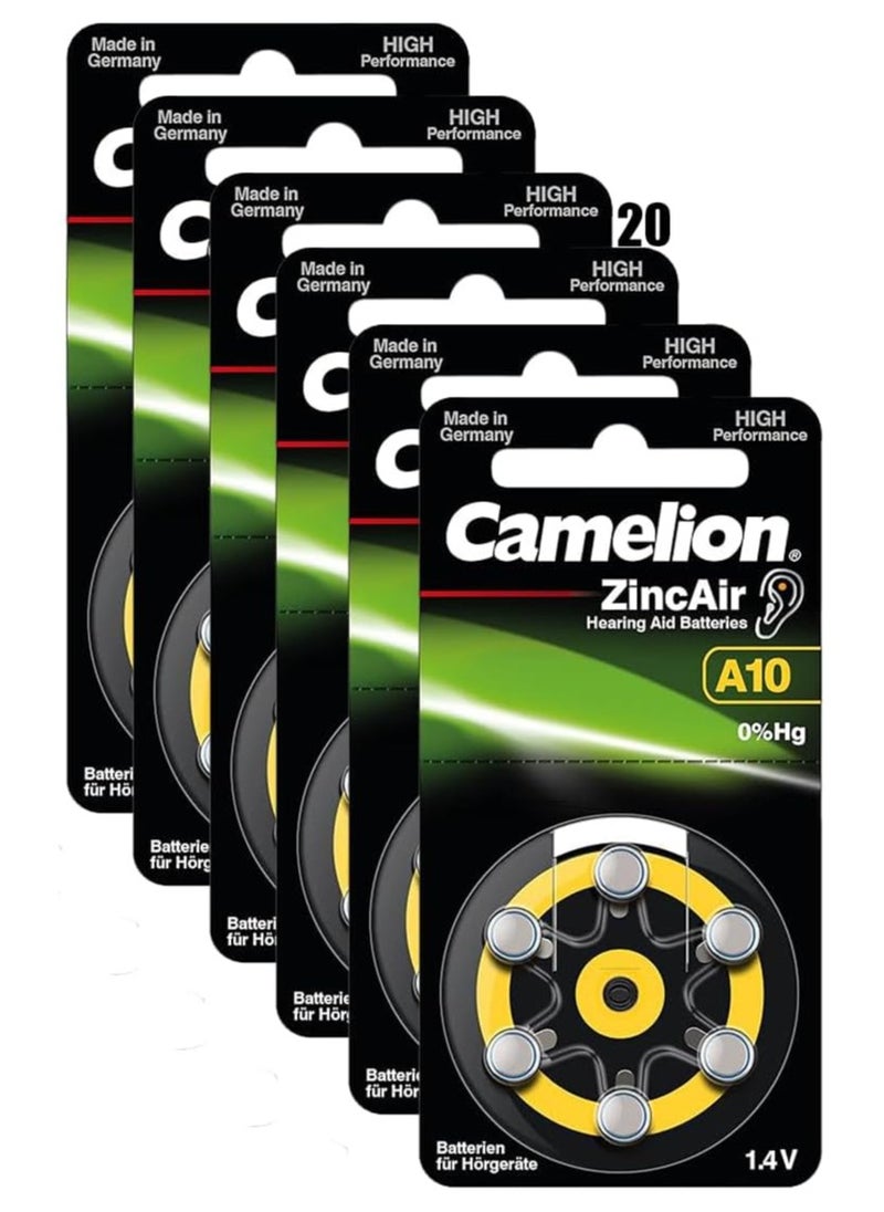Camelion - Camelion 15056010 Zinc Air Button Cells without Mercury A10/ZL 10/1.4 Volt Pack of 6 20 Packs - Image 1
