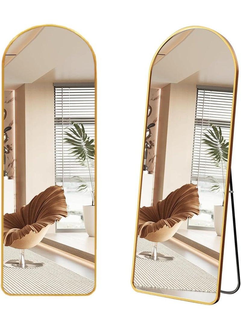Decorhills Arched Full Length Mirror 152x42cm – Elegant Gold Aluminum Alloy Frame, Wall Mounted or Free Standing Full Body Mirror for Bedroom, Living Room & Dressing Area -1PC - Image 1