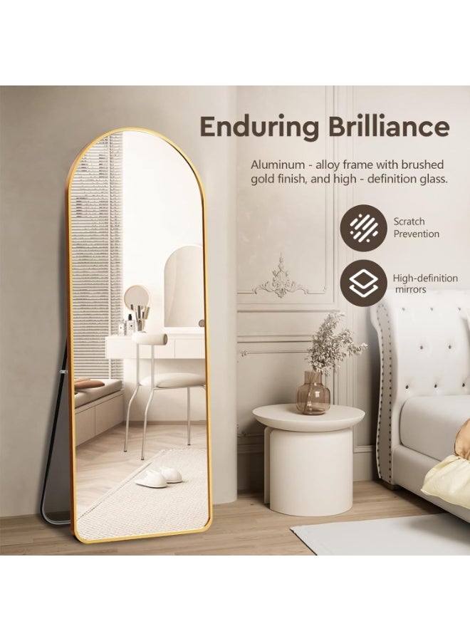 Decorhills Arched Full Length Mirror 152x42cm – Elegant Gold Aluminum Alloy Frame, Wall Mounted or Free Standing Full Body Mirror for Bedroom, Living Room & Dressing Area -1PC - Image 3