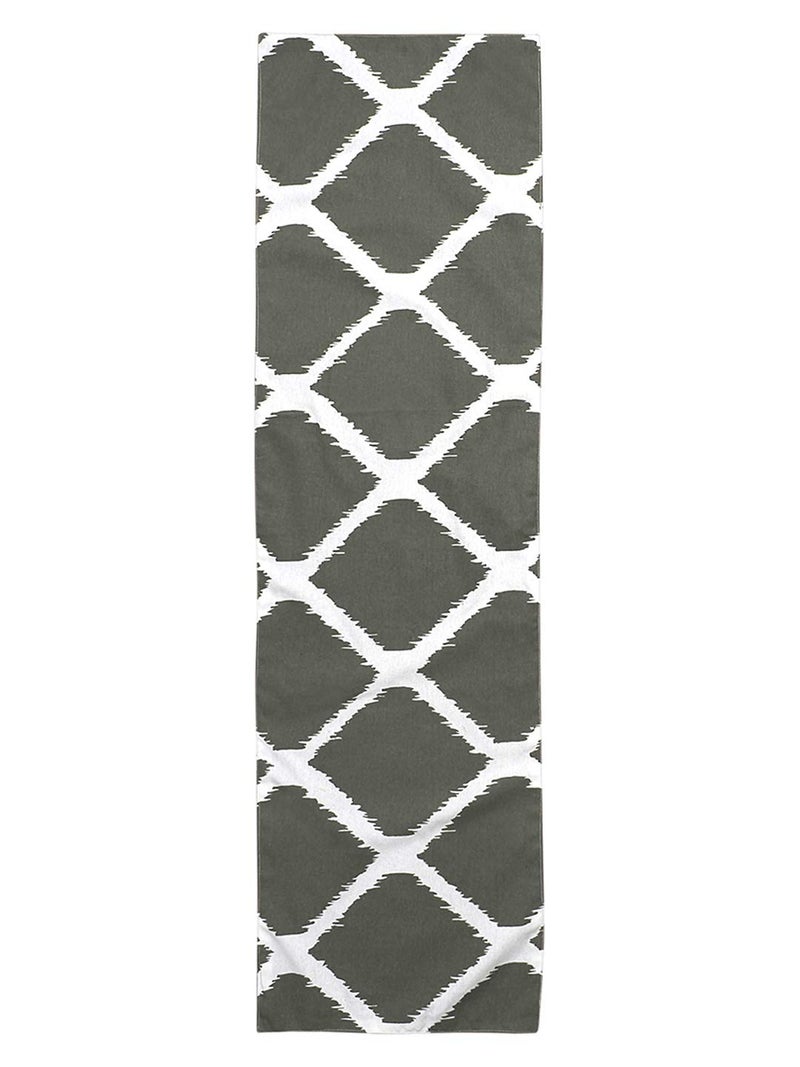 Dekor World Ekat Printed Grey Table Runner (33x240cm) (Pack of 1)-8 Seater Dinning & Center Table - Image 3