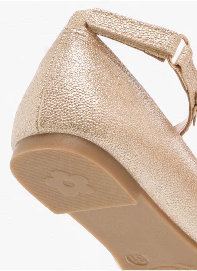 Little Missy Girls Floral Embellished Ballerina Shoes With Hook And Loop Closure Ramadan Collection  - Image 5