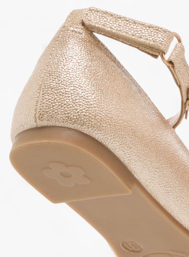 Little Missy Girls Floral Embellished Ballerina Shoes With Hook And Loop Closure - Image 5