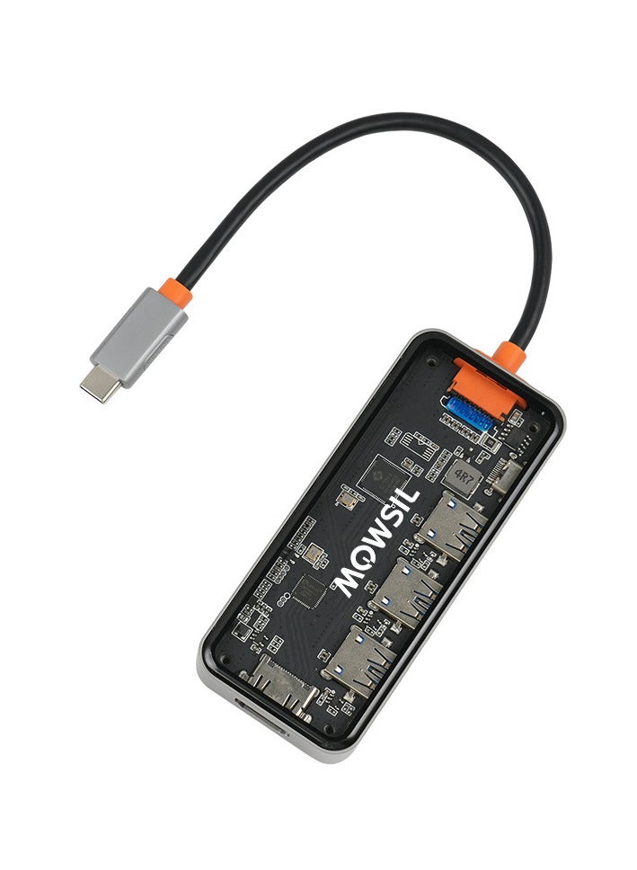 MOWSIL 5 in 1 USB C Hub 4K HDMI and FHD VGA Dual Video Output Type C Hub, PD 100W, Gigabit Ethernet, 3 USB 3.0 Ports, USB C to 3.5mm, SD/TF Slot Multiport Adapter for MacBook Pro/Air 2023, HP, - Image 2