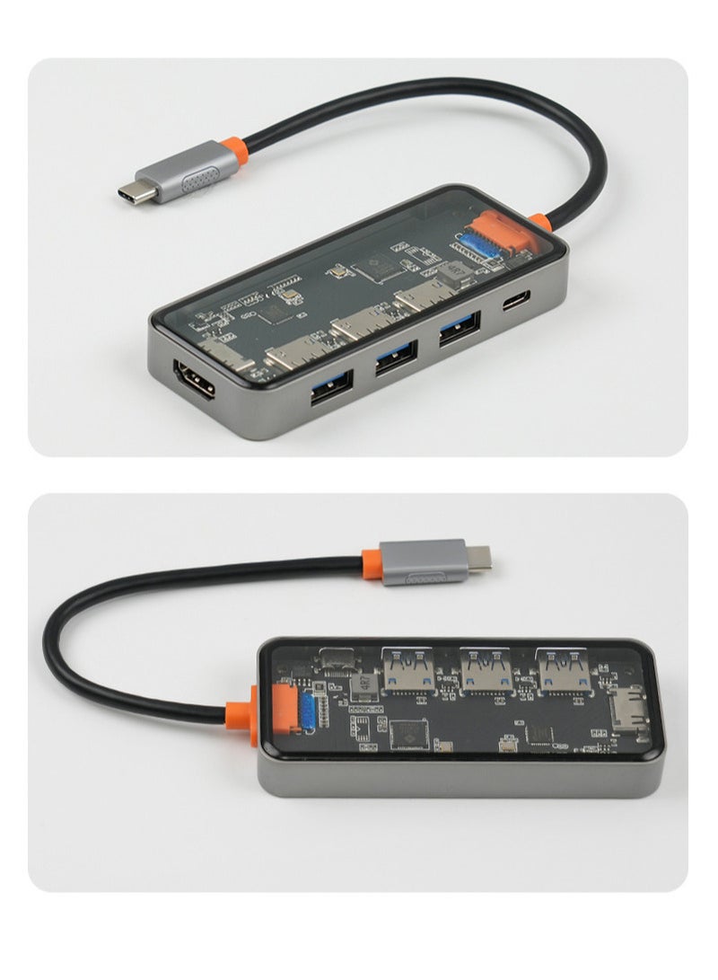 MOWSIL 5 in 1 USB C Hub 4K HDMI and FHD VGA Dual Video Output Type C Hub, PD 100W, Gigabit Ethernet, 3 USB 3.0 Ports, USB C to 3.5mm, SD/TF Slot Multiport Adapter for MacBook Pro/Air 2023, HP, - Image 3