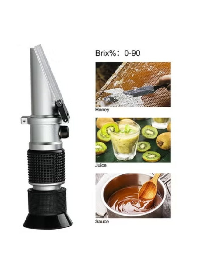 مقياس انكسار بركس 0 ~ 90%، مقياس انكسار السكر المحمول، مقياس انكسار السكر عالي الدقة مع ATC ​​للفواكه والمشروبات والعصائر والعسل وشراب القيقب ودبس السكر والمشروبات السكرية الأخرى - Image 3