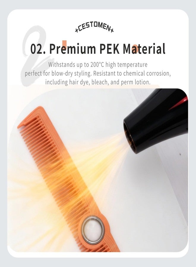 BARBERPLAN 2Pcs Spinning Barber Comb Set - 360° Rotatable Fine Tooth Comb Hair Cutting Comb for Men Women All Hair Types, Salon Home Use (Orange) - Image 4