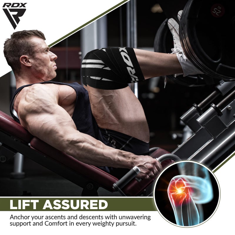 Rdx أربطة رDX للركبة لرفع الأثقال، 78 بوصة أحزمة مرنة لدعم ضغط الساق في صالة الألعاب الرياضية لتمارين القرفصاء للرجال والنساء - Image 3
