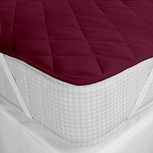 Homespun Quilted Triple Layered 100% Waterproof Single Bed Mattress Protector, Maroon Color, 36x78 inches - Image 3