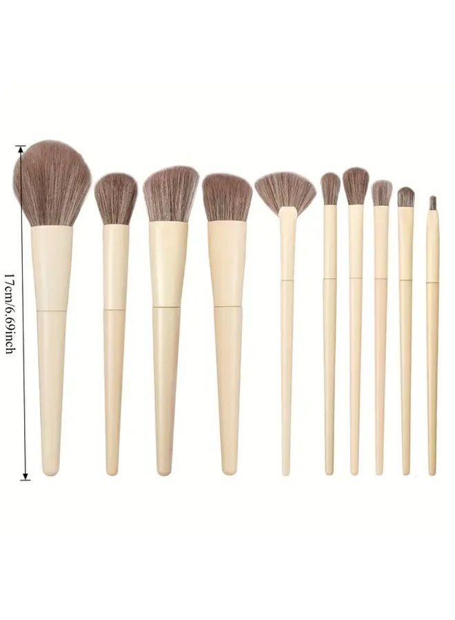 10 Cloud Porcelain White Professional Makeup Brush Set Soft Bristle For Foundation Eyeshadow Contouring - Image 4