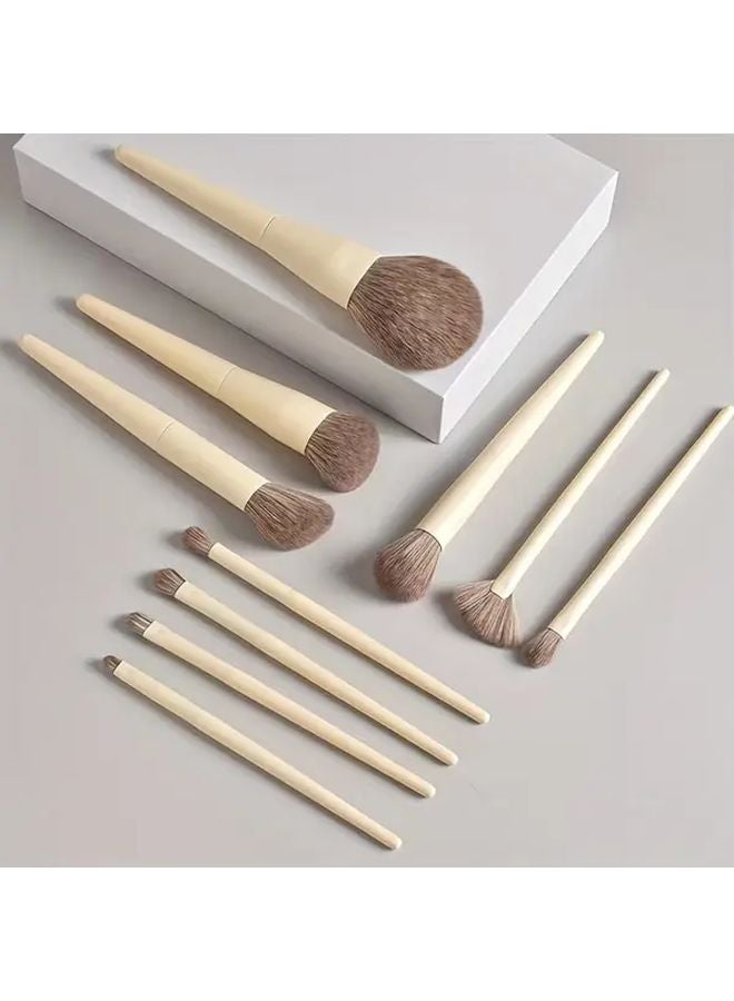 10 Cloud Porcelain White Professional Makeup Brush Set Soft Bristle For Foundation Eyeshadow Contouring - Image 5