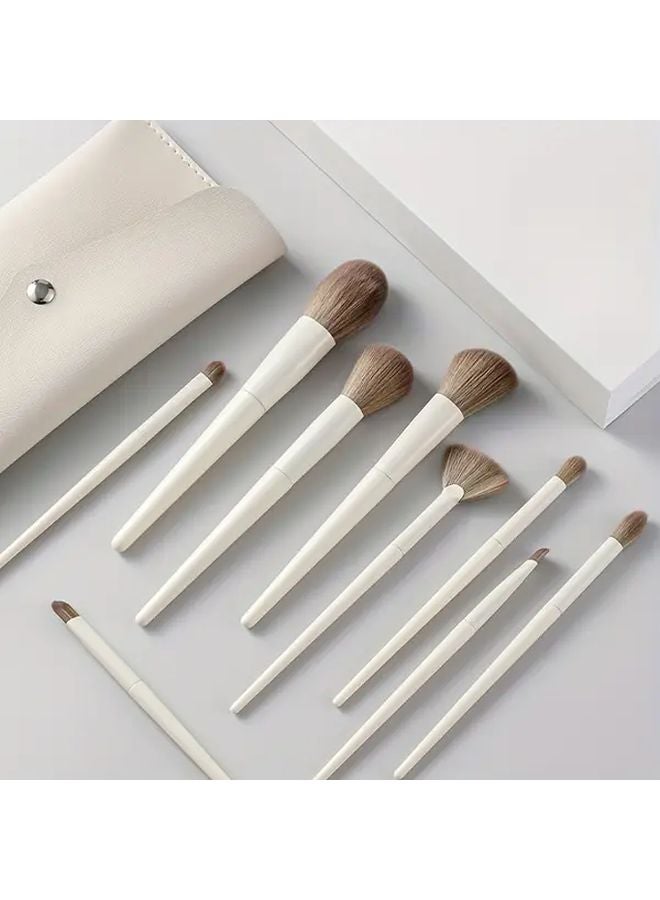 10 Cloud Porcelain White Professional Makeup Brush Set Soft Bristle For Foundation Eyeshadow Contouring - Image 2