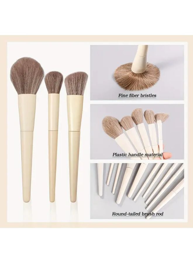 10 Cloud Porcelain White Professional Makeup Brush Set Soft Bristle For Foundation Eyeshadow Contouring - Image 3