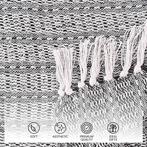 SASHAA World Cotton Striped Super Soft & Breathable Throw Blanket | Black Throw Blanket | 200 x 150 cm-100 TC - Image 5