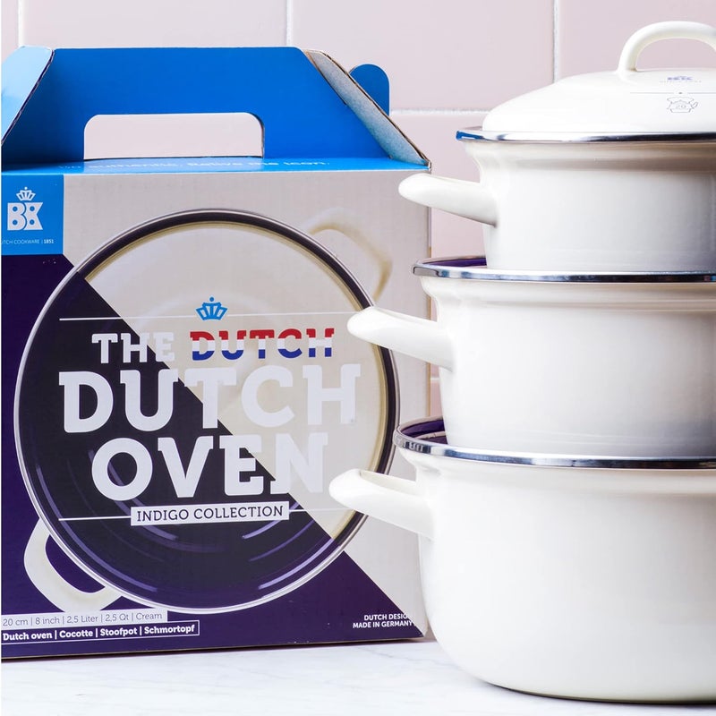 BK Indigo 22cm/3.3 Litre Round Casserole, Cream Reinforced edge - Image 2
