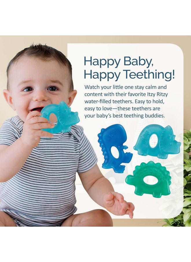 Itzy Ritzy Itzy Ritzy Water-Filled Teethers - Cold Cutie Coolers Textured On Both Sides to Massage Sore Gums & Emerging Teeth - Can Be Chilled in Refrigerator, Set of 3 Coordinating Dinosaur Water Teethers  - Image 4