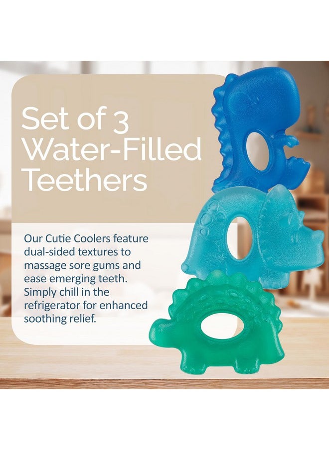 Itzy Ritzy Itzy Ritzy Water-Filled Teethers - Cold Cutie Coolers Textured On Both Sides to Massage Sore Gums & Emerging Teeth - Can Be Chilled in Refrigerator, Set of 3 Coordinating Dinosaur Water Teethers  - Image 1