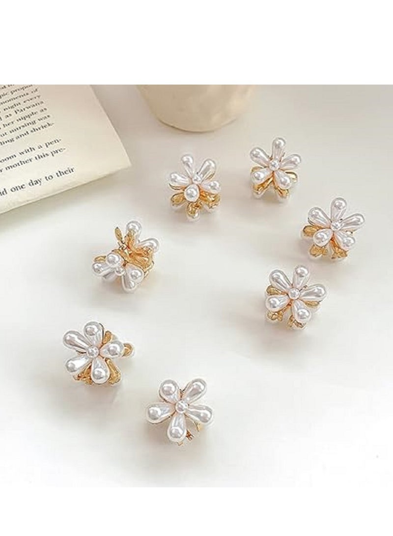 6 قطع صغيرة لؤلؤة الشعر كليب الأبيض المعدن تصميم زهرة مخلب كليب الانفجارات مقاطع اكسسوارات الشعر الزخرفية للنساء الفتيات - Image 3