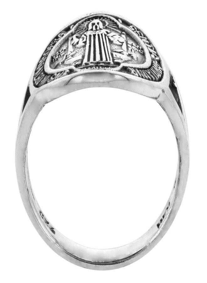 Sabrina Silver Sterling Silver Saint Benedict Ring for Women 11/16 inch wide size 9.5 - Image 2