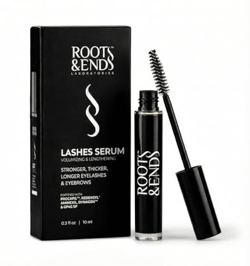 Roots & Ends Eyelash Serum for Longer Thicker Eyelashes & Eyebrows | Lash Growth Serum with Mascara-Like Applicator – 10 ml - Image 1