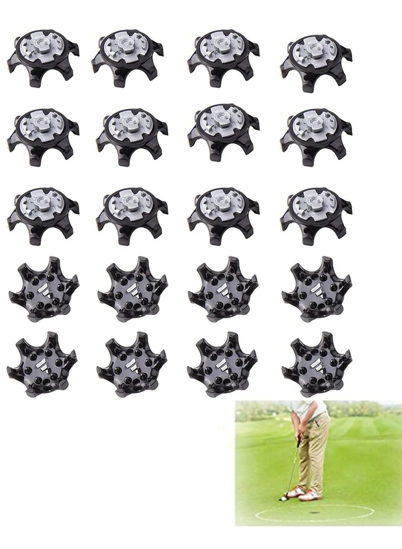 SOLARAE Studs for Golf Shoes, Anti-Skid, Spike Wrench Two Pin Remover Tool Replacement Aid, Shoe Spikes, Soft Cleats Pins, Fast Twist, Fits Most Models (Black) - Image 1