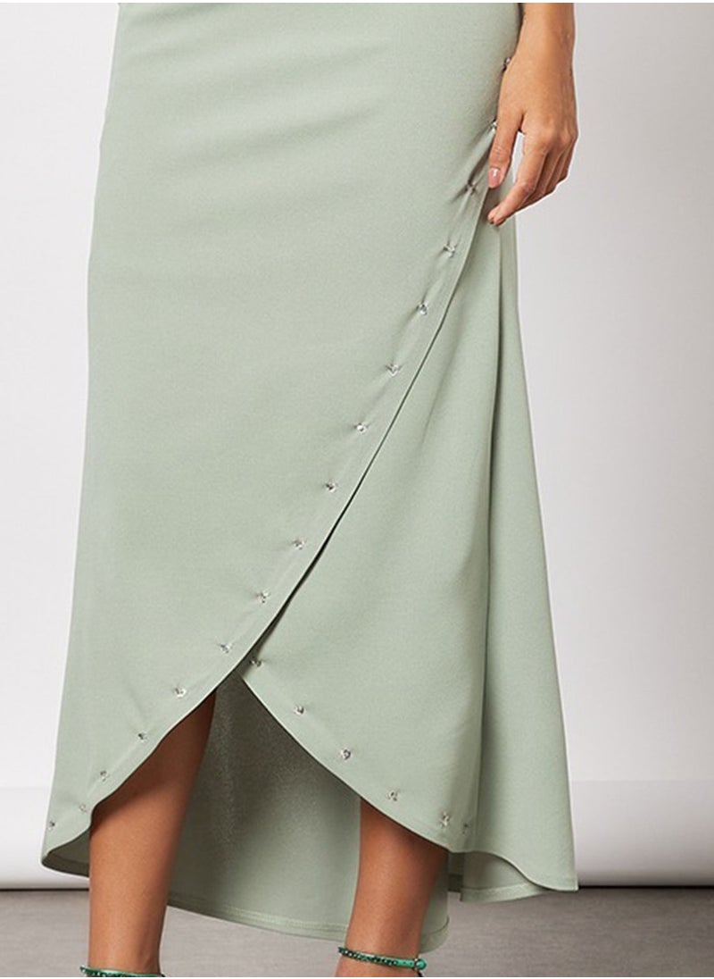 ZUYE - Asymmetric Neck Wrap Dress - Image 1