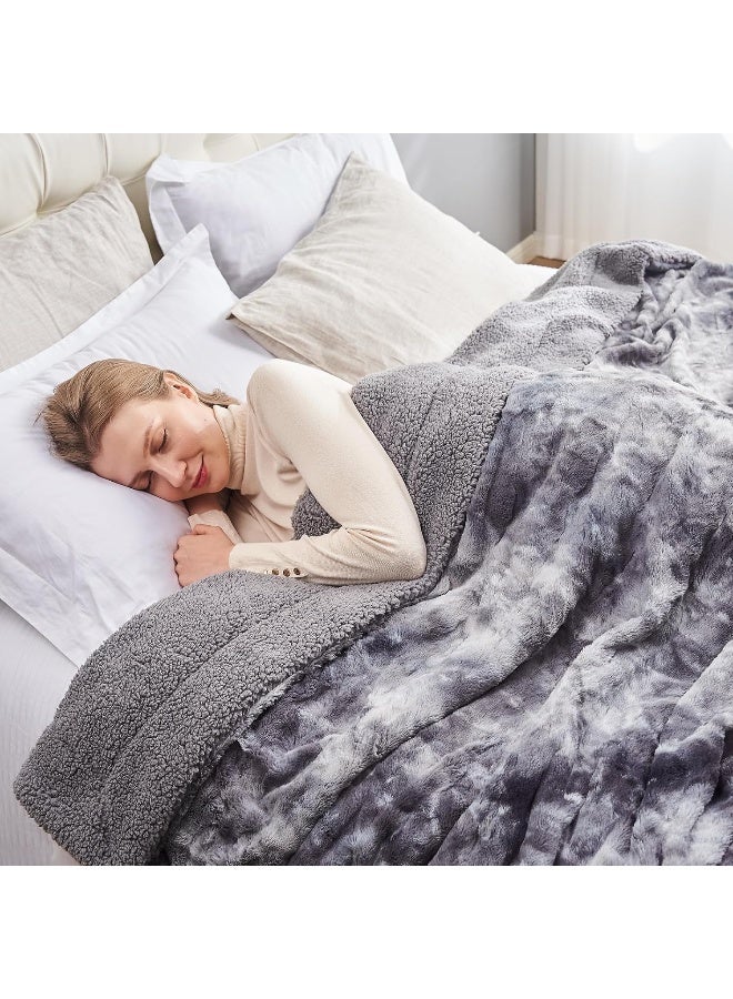 نيو كوزبلاي Newcosplay Super Super Faux Fur Throw blanket للأريكة الرمادية شيربا شيربا غامضة أفخم دافئة لسرير أريكة (رمي رمادي (40 "" x50 ")) - Image 4