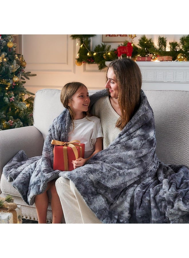 نيو كوزبلاي Newcosplay Super Super Faux Fur Throw blanket للأريكة الرمادية شيربا شيربا غامضة أفخم دافئة لسرير أريكة (رمي رمادي (40 "" x50 ")) - Image 3