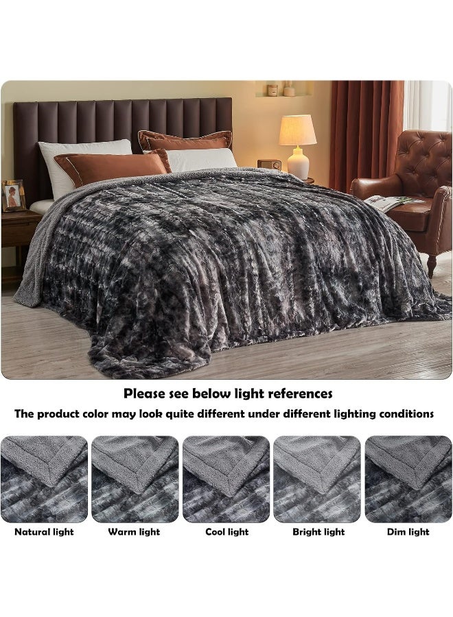 نيو كوزبلاي Newcosplay Super Super Faux Fur Throw blanket للأريكة الرمادية شيربا شيربا غامضة أفخم دافئة لسرير أريكة (رمي رمادي (40 "" x50 ")) - Image 5