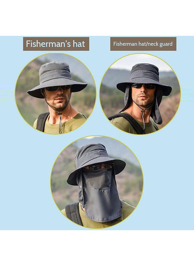 Generic UV Protection Fishing Hat for Men & Women Outdoor Summer Sun Protection Waterproof Wide Brim Hat with Face Cover & Neck Flap Foldable for Motorcycling Hiking Fishing Camping Traveling  - Image 2