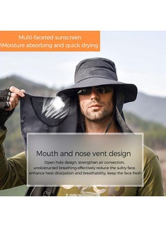 Generic UV Protection Fishing Hat for Men & Women Outdoor Summer Sun Protection Waterproof Wide Brim Hat with Face Cover & Neck Flap Foldable for Motorcycling Hiking Fishing Camping Traveling  - Image 5