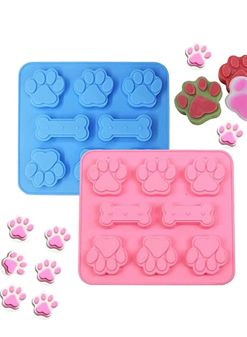 Zikra Silicone Puppy Treat Molds, Puppy Dog Paw and Bone Baking Molds for Chocolate, Candy, Jelly, Biscuits, Cube, Dog Treats‚Äî 2 Pack - Image 1