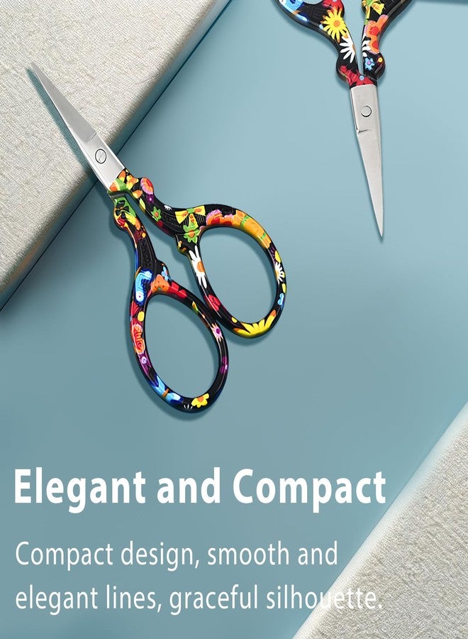 Jaasuee Sharp Embroidery and Crafting Scissors with Leather Cover, 3.62 inch Stainless Steel Stork Shaped Scissors for Needlework and DIY Crafts, Black Flower, J5064 - Image 5