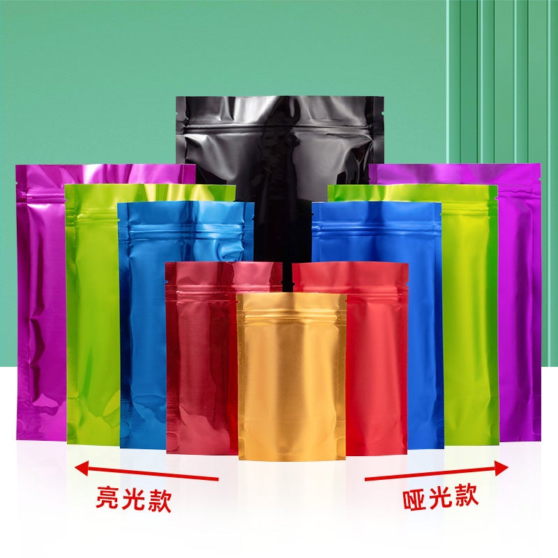 Color Plated Aluminum Foil Self-Supporting Self-Sealing Bag Tea Packaging Bag Sealed Bag Snack Packaging Bag Spot - Image 3
