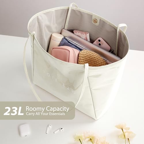 KALIDI FANCY FOREST KALIDI Large PVC Tote Bag Women Weekender Hobo Bag Travel Purse Trendy Kraft Paper Oversize Shoulder Handbag for Work College Beach - Image 4