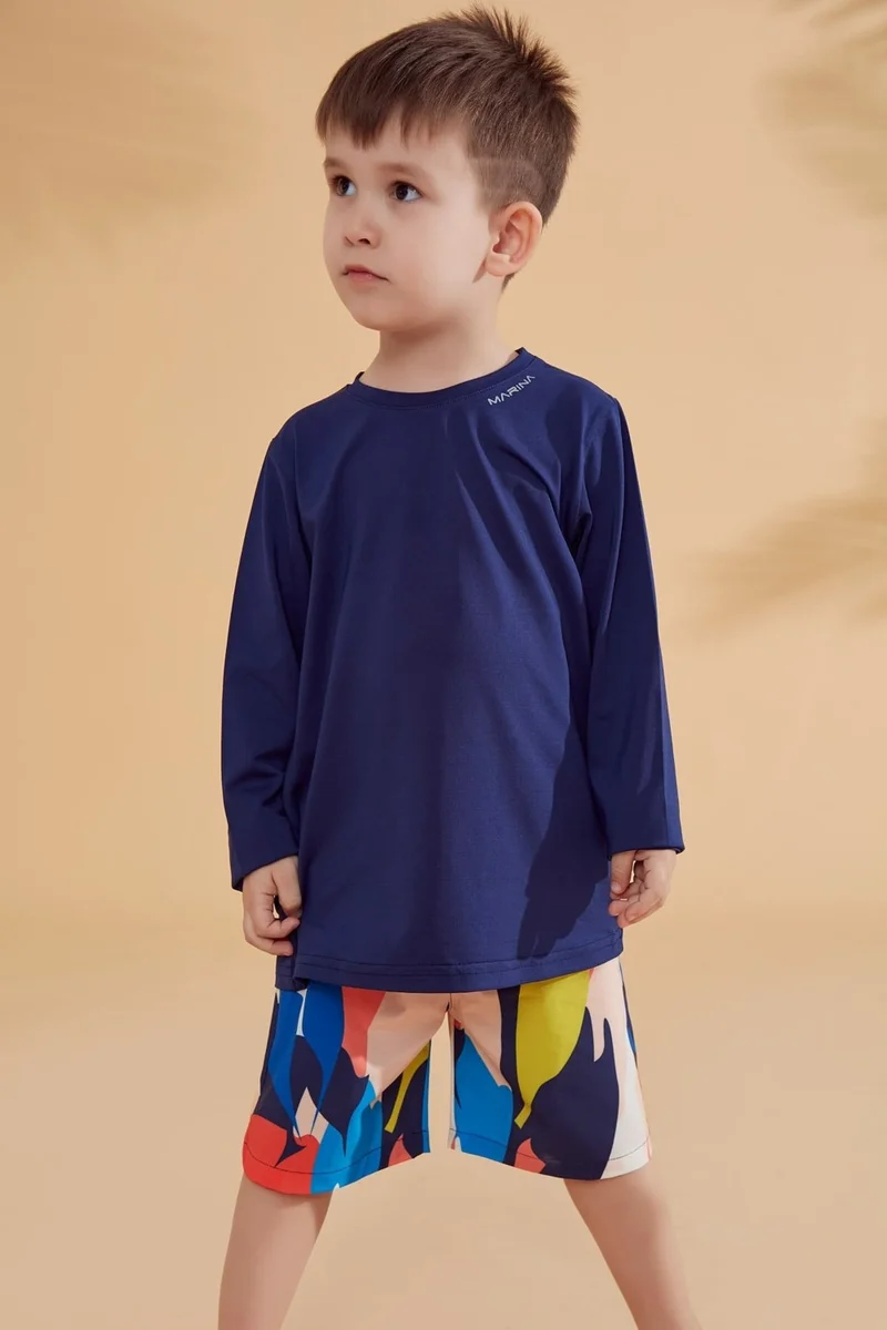 Marina Kids Navy Blue Swimming T-Shirt T2344