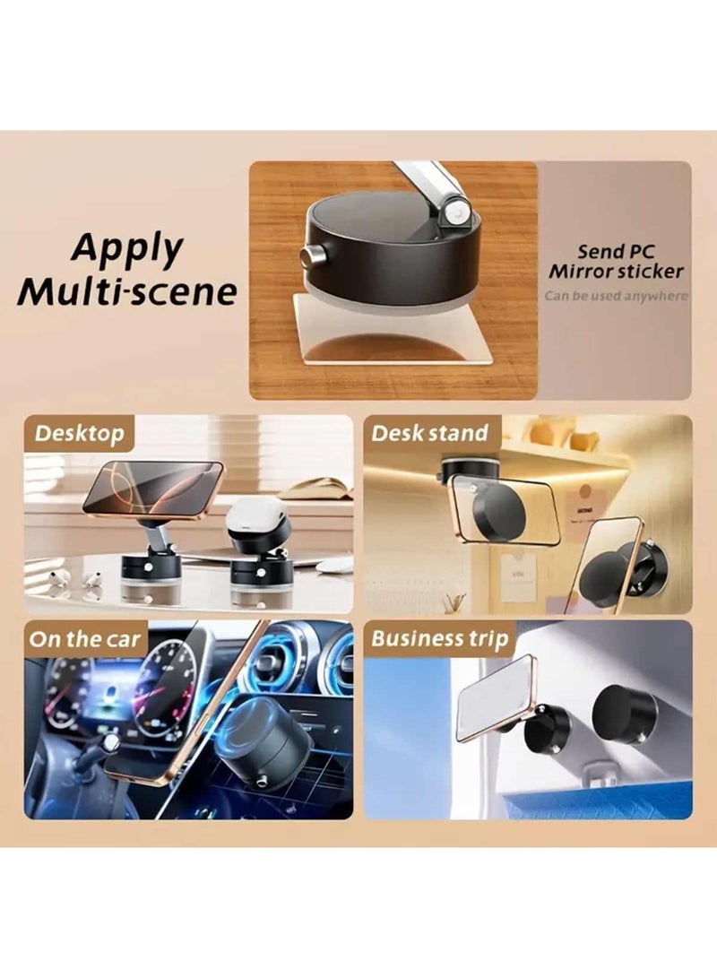 Arabest 2025 New Vacuum Suction Magnetic Phone Holder, Magnetic Suction Phone Mount, Foldable and Retractable Double-Sided Magnetic Phone Holder for All Phones (Black)  - Image 4