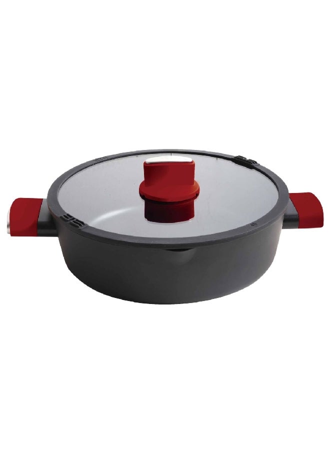 بيتي كروكر BC2048 فرن هولندي متين بطبقة مانعة للالتصاق وغطاء زجاجي الرمادي والأحمر 24 سم - Image 2