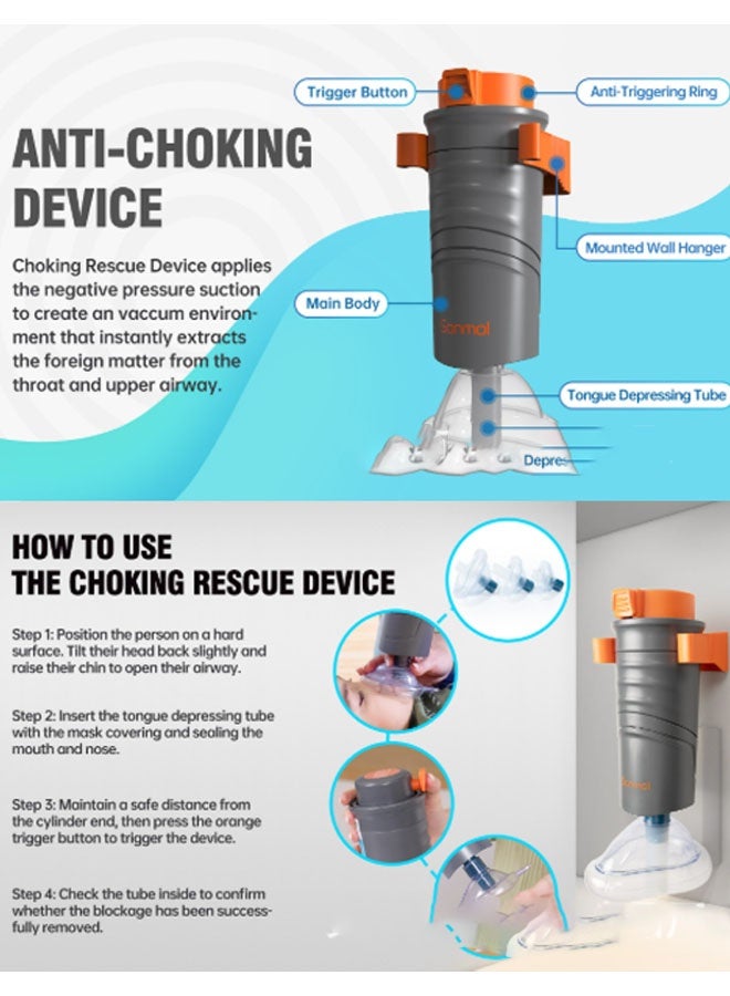 Sonmol Fourth Generation (Home Use) - Automatic Home First Aid Heimlich Apparatus for Children and Adults, Includes Large, Medium, and Small Masks for Breathing Trainers, Portable, Powerful Suction Home First Aid Kit, Children's First Aid Training Mask for Anti-Suffocation Devices (Gray) - Image 2