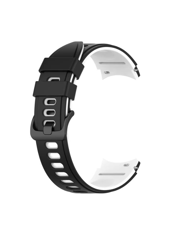 Silicone Strap for Samsung Galaxy Watch 4/5/6/7 44mm 40mm/Classic 46mm 42mm 47mm 43mm/Samsung Watch 5pro 45mm Bracelet (Black/White) - Image 2