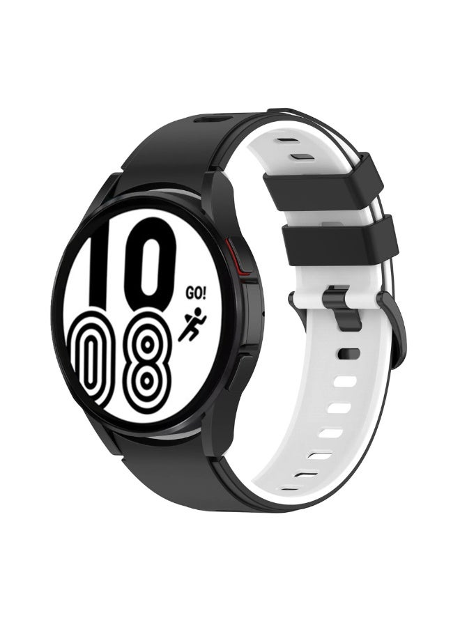 Silicone Strap for Samsung Galaxy Watch 4/5/6/7 44mm 40mm/Classic 46mm 42mm 47mm 43mm/Samsung Watch 5pro 45mm Bracelet (Black/White) - Image 3