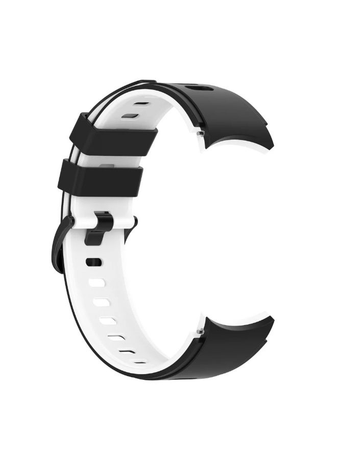 Silicone Strap for Samsung Galaxy Watch 4/5/6/7 44mm 40mm/Classic 46mm 42mm 47mm 43mm/Samsung Watch 5pro 45mm Bracelet (Black/White) - Image 4