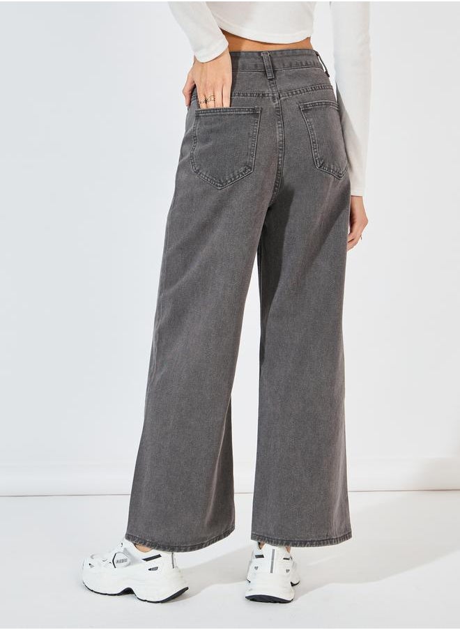 Styli Mid Rise Wide Leg Ankle Length Jeans  - Image 4