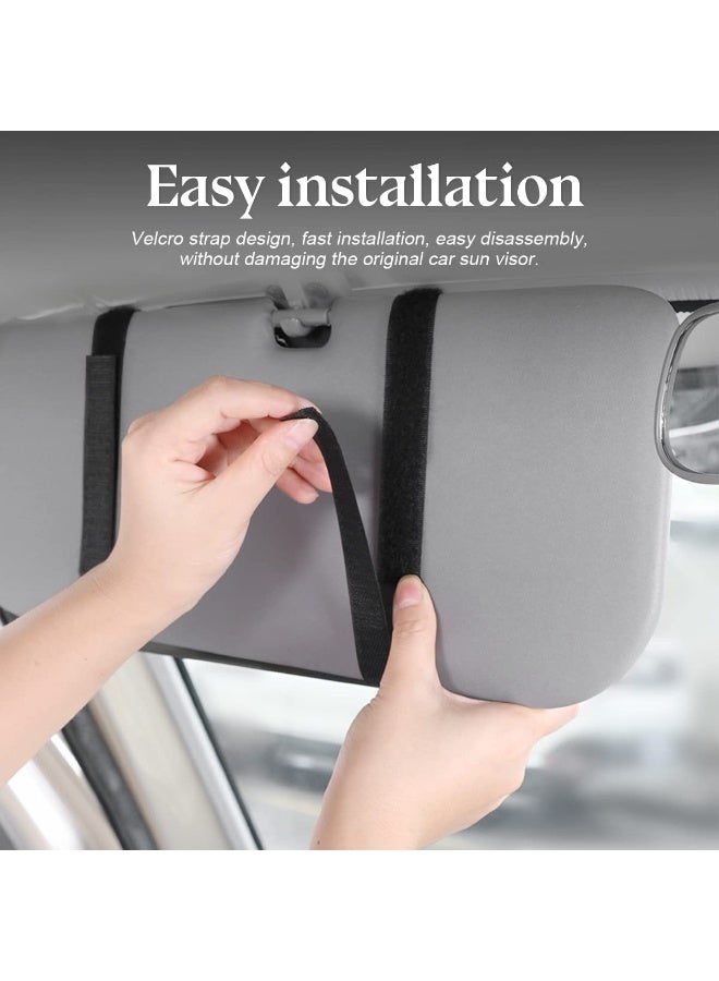 Car Sun Visor Organizer, Multi-Pocket Glasses Holder with Zipper, Universal Vehicle Sunshade Storage Bag, Beige - Image 4