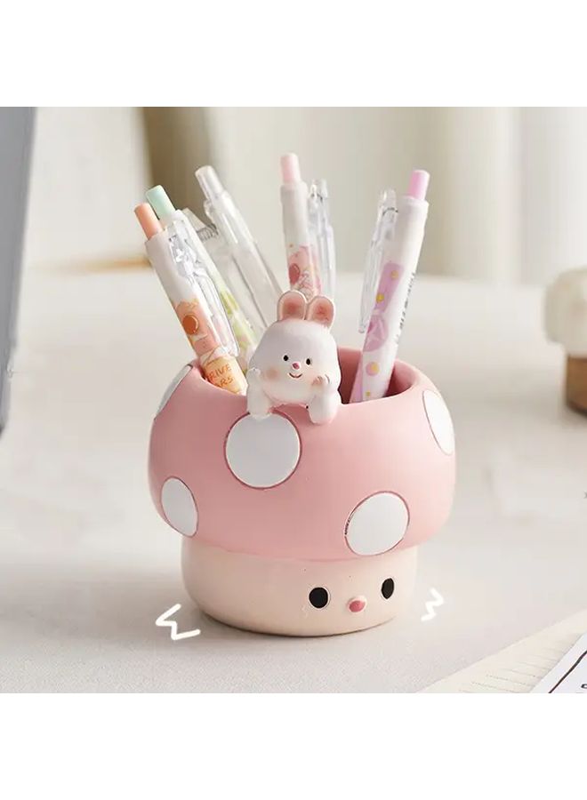 1pc Adorable Mushroom Resin Pen Holder Red Series Desk Organizer For Makeup Brushes Office Supplies Creative Decor Students Girls Birthday Gift Stationery - Image 5