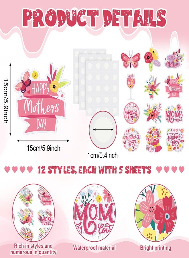 Dinifee 60 Pcs Mother's Day Cutouts Paper Mother's Day Bulletin Board Cutouts Mother's Day Decoration Flower Shaped Die Cut for Mom Kids DIY Craft Mother's Day Theme School Bulletin Board Decor - Image 2