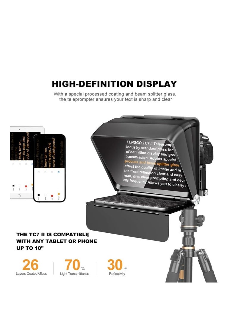 لينسجو - LENSGO Teleprompter for Camera DSLR/SLR,7.9’’Mini Prompter APP Compatible with iOS/Android for YouTube/Online Teaching/Interview/Live Streaming,Support 24-35MM Wide-Angle Lens Shooting - Image 1