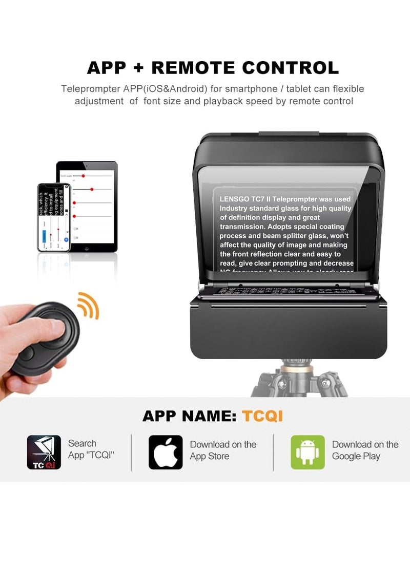 لينسجو - LENSGO Teleprompter for Camera DSLR/SLR,7.9’’Mini Prompter APP Compatible with iOS/Android for YouTube/Online Teaching/Interview/Live Streaming,Support 24-35MM Wide-Angle Lens Shooting - Image 1